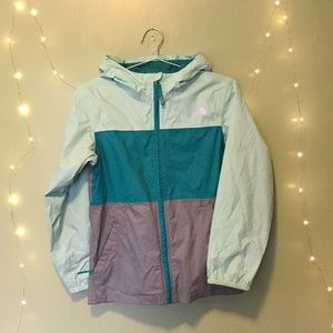 tri tone north face rain jacket